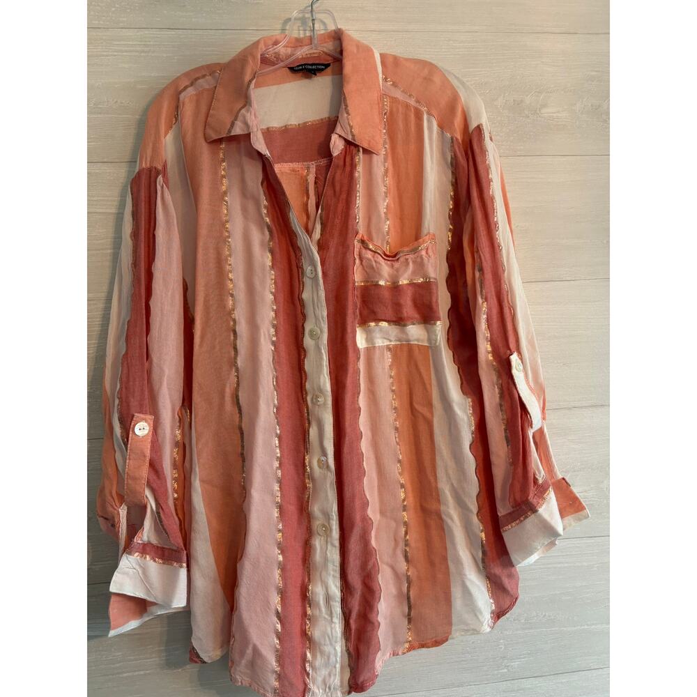 Club Z Collection Striped Rayon Eyelet Top Blouse Size 2X